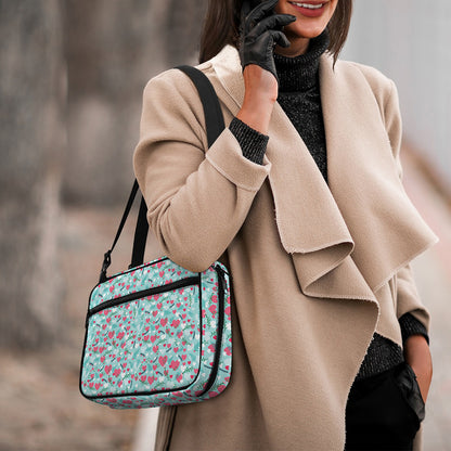 Valentine's Day Heart And Flower Print Double Strap Bible Bag