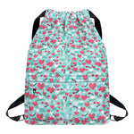 Valentine's Day Heart And Flower Print Drawstring Backpack