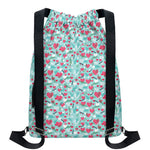 Valentine's Day Heart And Flower Print Drawstring Backpack