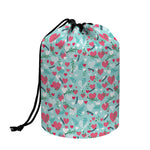 Valentine's Day Heart And Flower Print Drawstring Makeup Bag