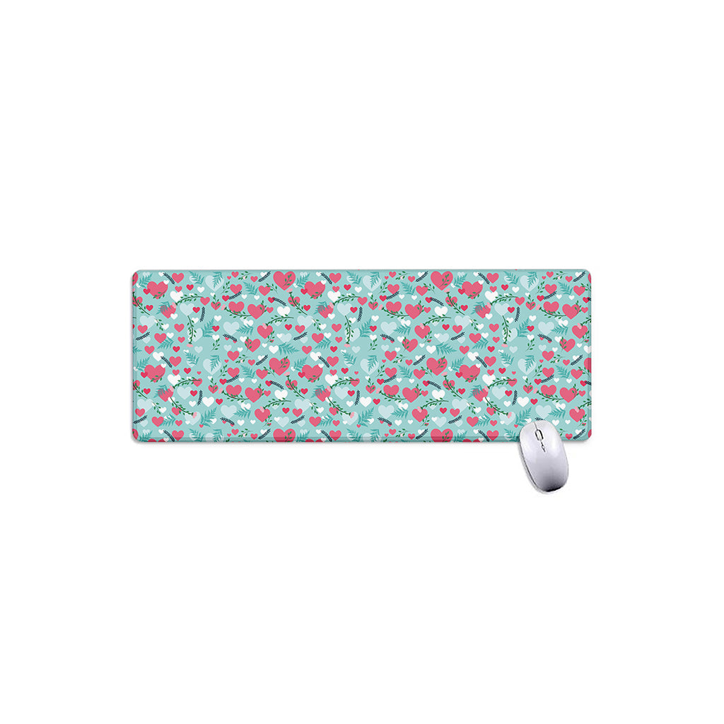 Valentine's Day Heart And Flower Print Extended Mouse Pad