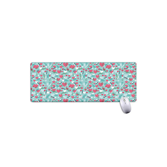 Valentine's Day Heart And Flower Print Extended Mouse Pad