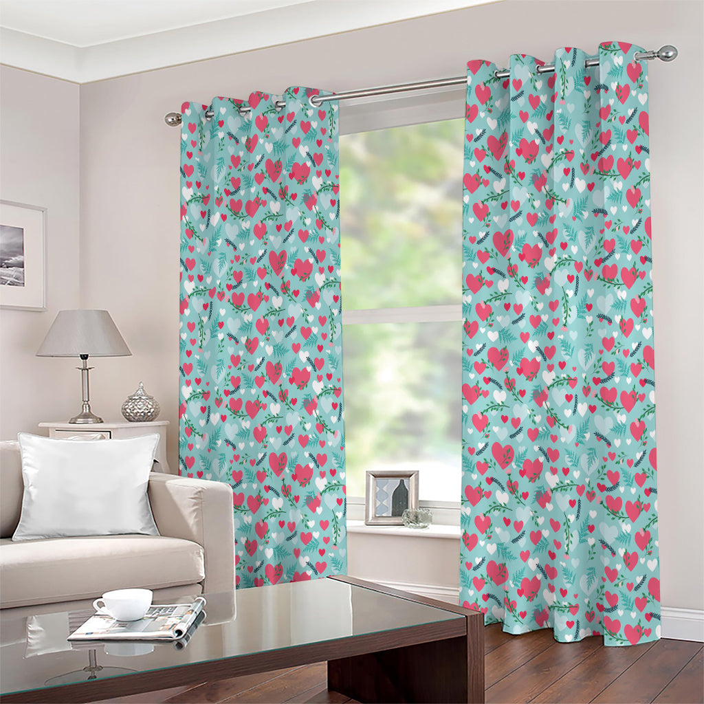 Valentine's Day Heart And Flower Print Extra Wide Grommet Curtains