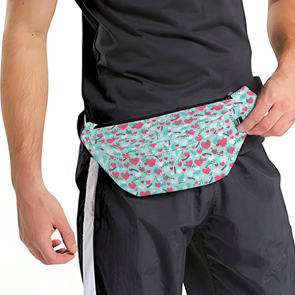 Valentine's Day Heart And Flower Print Fanny Pack