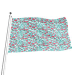Valentine's Day Heart And Flower Print Flag