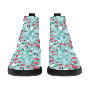 Valentine's Day Heart And Flower Print Flat Ankle Boots