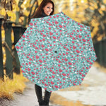 Valentine's Day Heart And Flower Print Foldable Umbrella