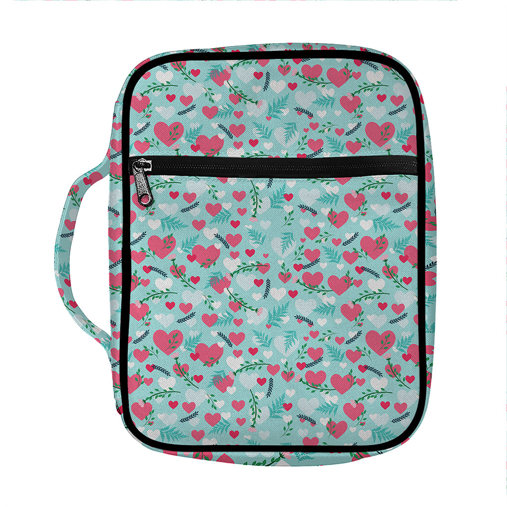 Valentine's Day Heart And Flower Print Front Pocket Bible Bag
