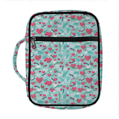 Valentine's Day Heart And Flower Print Front Pocket Bible Bag