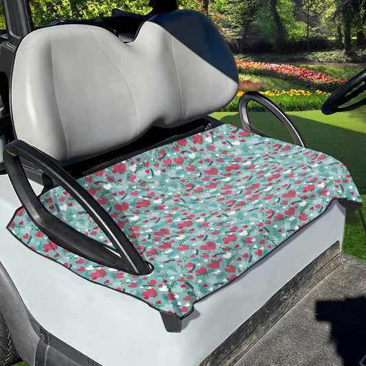 Valentine's Day Heart And Flower Print Golf Cart Seat Cover
