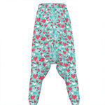 Valentine's Day Heart And Flower Print Hammer Pants