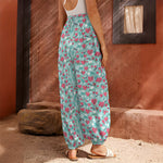 Valentine's Day Heart And Flower Print Harem Pants