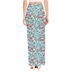 Valentine's Day Heart And Flower Print High Slit Maxi Skirt