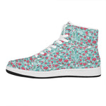 Valentine's Day Heart And Flower Print High Top Leather Sneakers