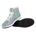 Valentine's Day Heart And Flower Print High Top Leather Sneakers