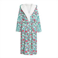 Valentine's Day Heart And Flower Print Hooded Bathrobe
