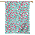 Valentine's Day Heart And Flower Print House Flag