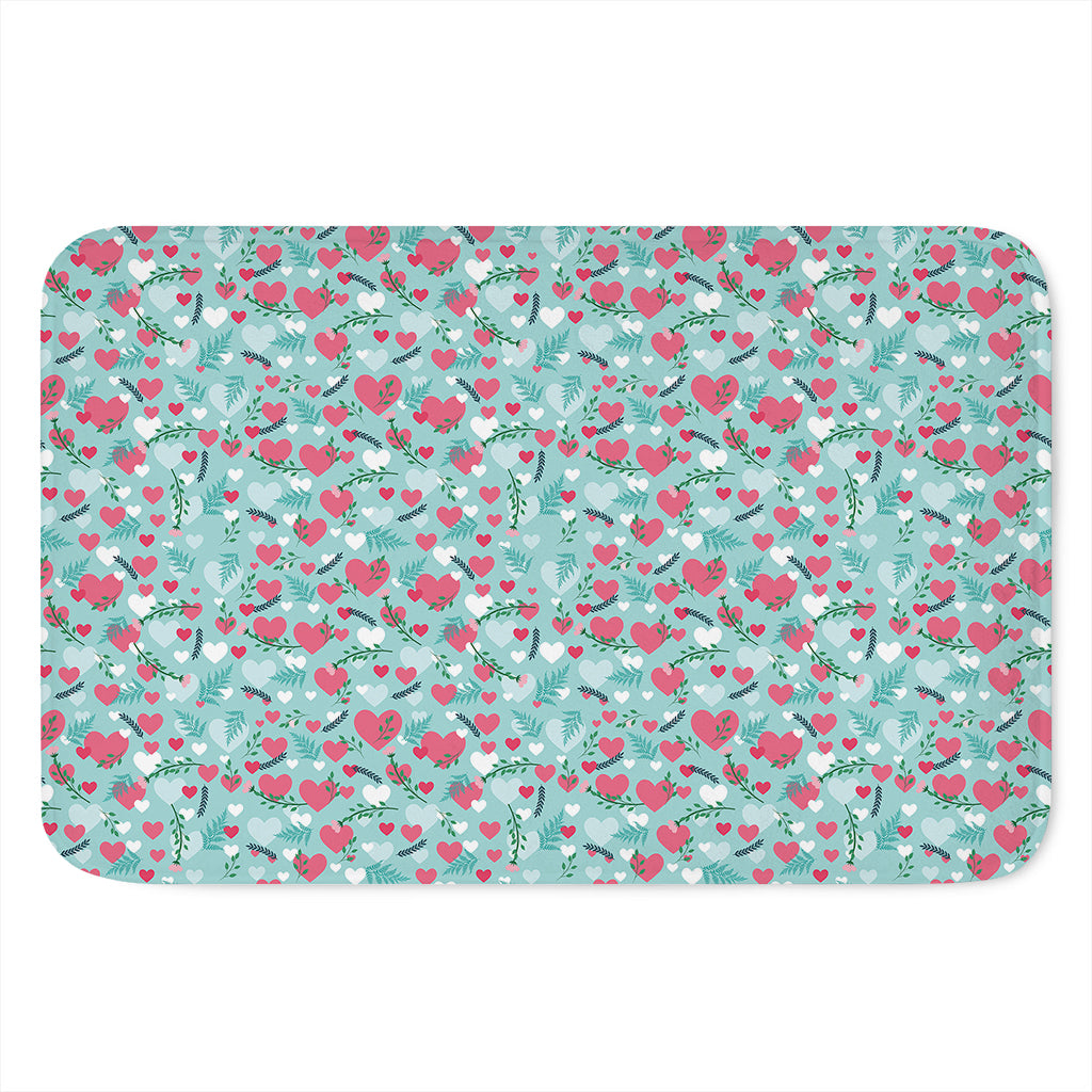 Valentine's Day Heart And Flower Print Indoor Door Mat