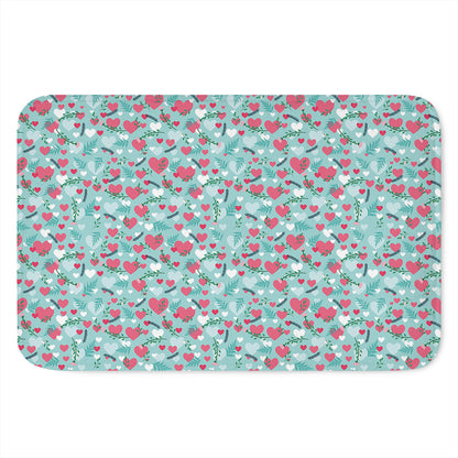 Valentine's Day Heart And Flower Print Indoor Door Mat