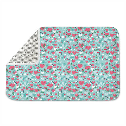 Valentine's Day Heart And Flower Print Indoor Door Mat