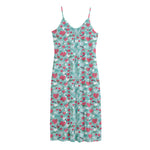 Valentine's Day Heart And Flower Print Jersey Midi Cami Dress