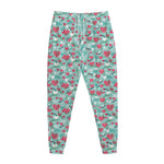Valentine's Day Heart And Flower Print Jogger Pants