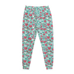 Valentine's Day Heart And Flower Print Jogger Pants