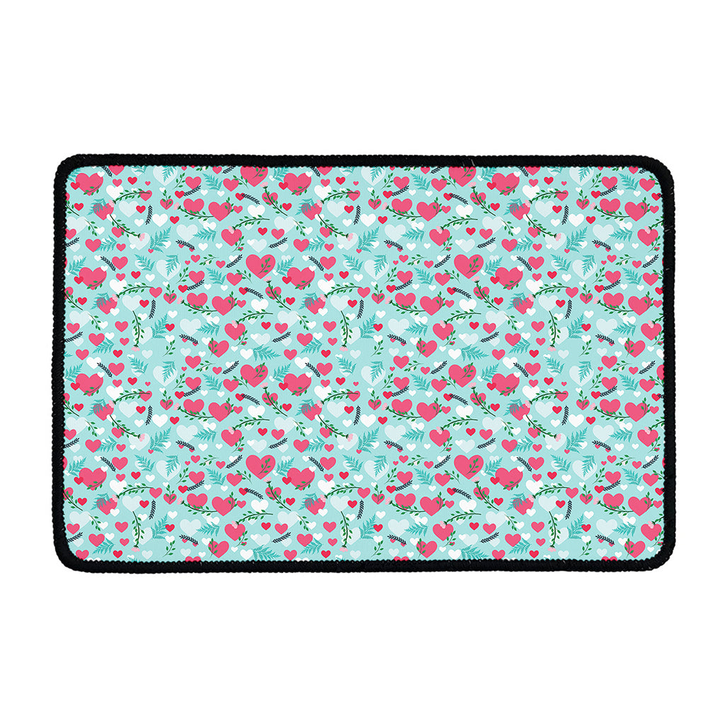 Valentine's Day Heart And Flower Print Kitchen Mat