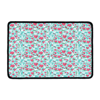 Valentine's Day Heart And Flower Print Kitchen Mat