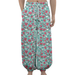 Valentine's Day Heart And Flower Print Lantern Pants