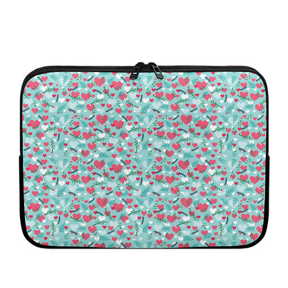Valentine's Day Heart And Flower Print Laptop Sleeve