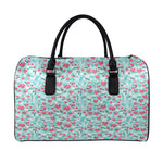 Valentine's Day Heart And Flower Print Leather Duffle Bag