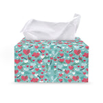 Valentine's Day Heart And Flower Print Leather Tissue Box Cover