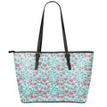 Valentine's Day Heart And Flower Print Leather Tote Bag With Zipper