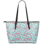 Valentine's Day Heart And Flower Print Leather Tote Bag