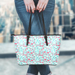 Valentine's Day Heart And Flower Print Leather Tote Bag