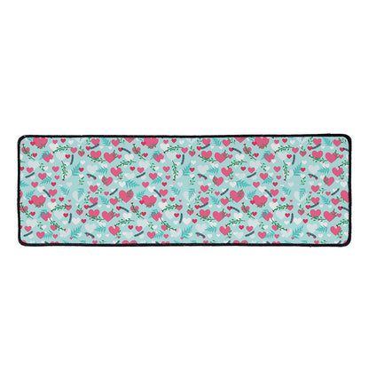 Valentine's Day Heart And Flower Print Long Kitchen Mat
