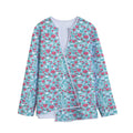 Valentine's Day Heart And Flower Print Long Sleeve Short Coat