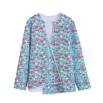 Valentine's Day Heart And Flower Print Long Sleeve Short Coat
