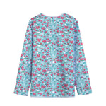Valentine's Day Heart And Flower Print Long Sleeve Short Coat
