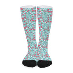 Valentine's Day Heart And Flower Print Long Socks