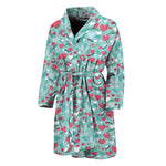 Valentine's Day Heart And Flower Print Men's Bathrobe