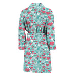 Valentine's Day Heart And Flower Print Men's Bathrobe