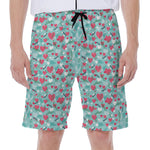 Valentine's Day Heart And Flower Print Men's Beach Shorts