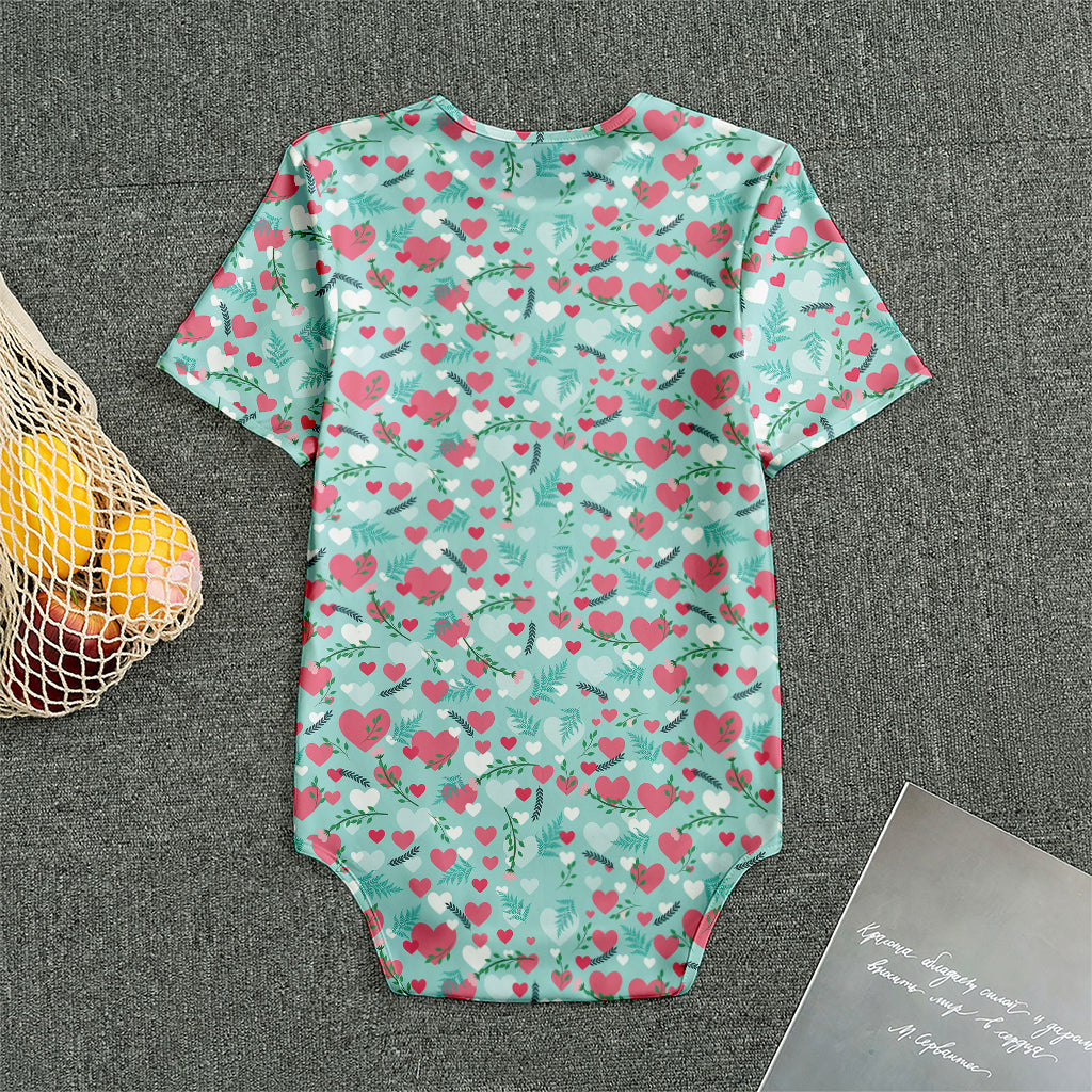 Valentine's Day Heart And Flower Print Men's Bodysuit