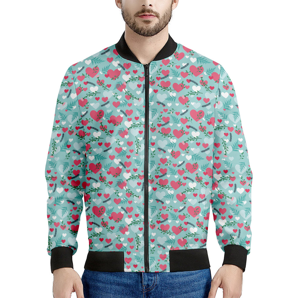Valentine's Day Heart And Flower Print Men's Bomber Jacket