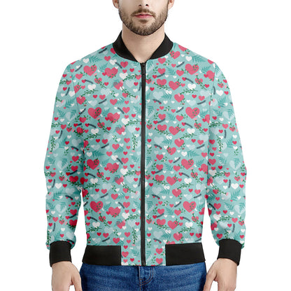 Valentine's Day Heart And Flower Print Men's Bomber Jacket