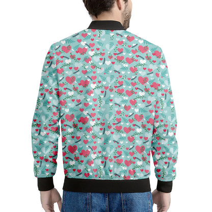 Valentine's Day Heart And Flower Print Men's Bomber Jacket