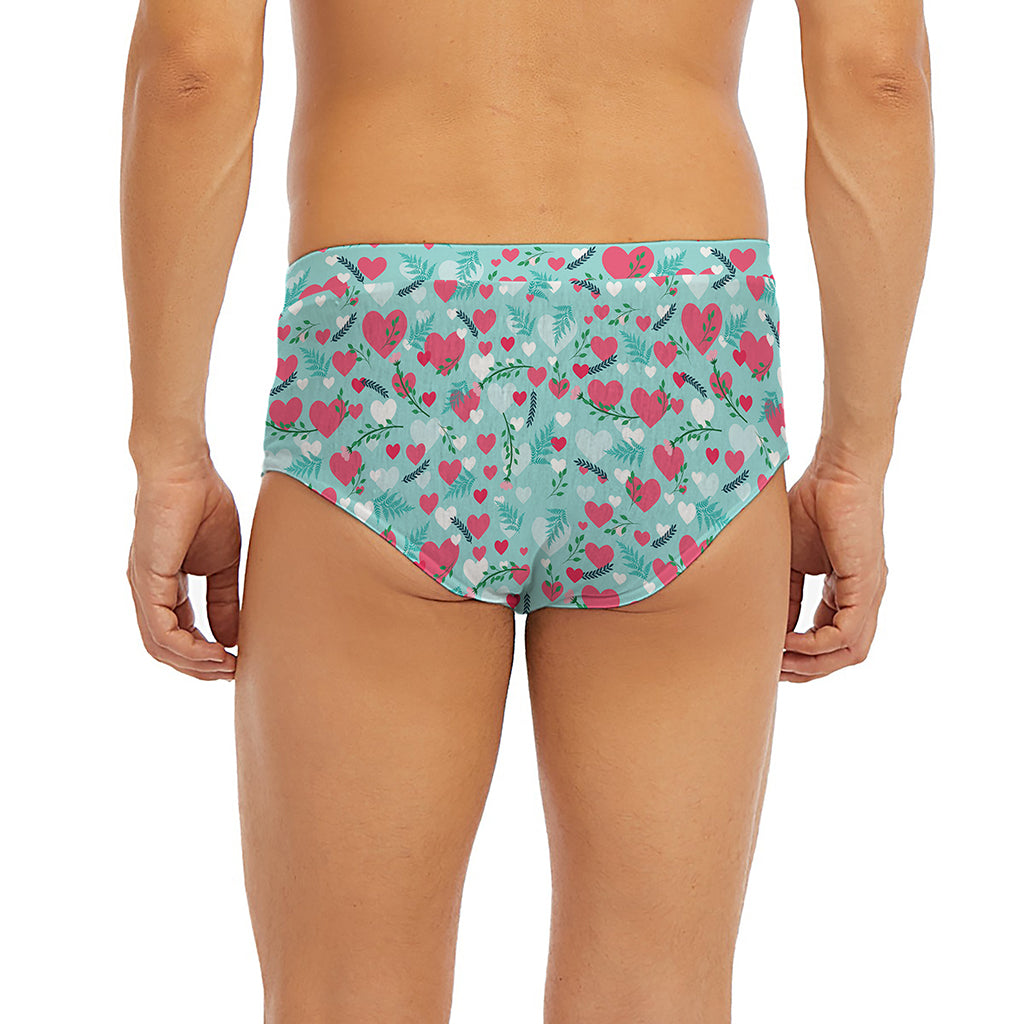 Valentine's Day Heart And Flower Print Men's Briefs