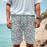 Valentine's Day Heart And Flower Print Men's Cargo Shorts